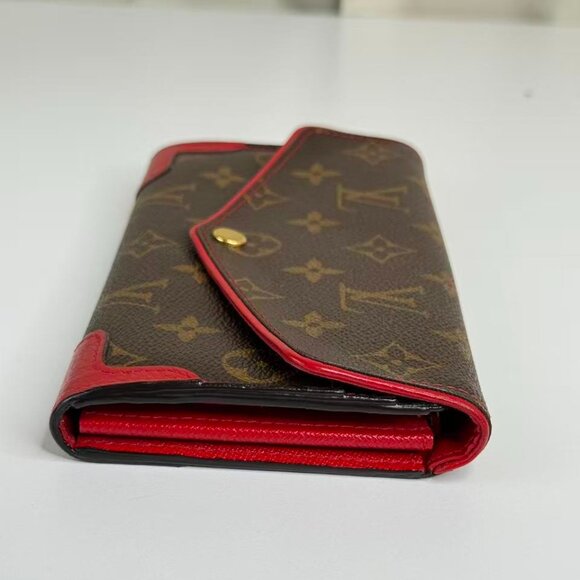 Louis Vuitton Monogram Canvas Wallet with Red Trim and Gold Hardware - Picture 3 of 7